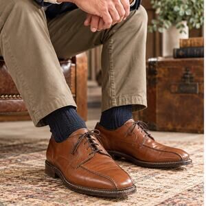 Allen Edmonds Hillcrest Brown Leather Split Toe Derby Dress Shoes Mens 10 D
